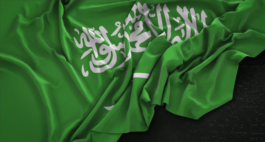 Bandeira da Arábia Saudita de forma a representar a política.