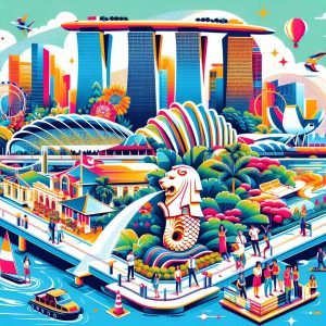 Representação do turismo na Singapura criado por AI