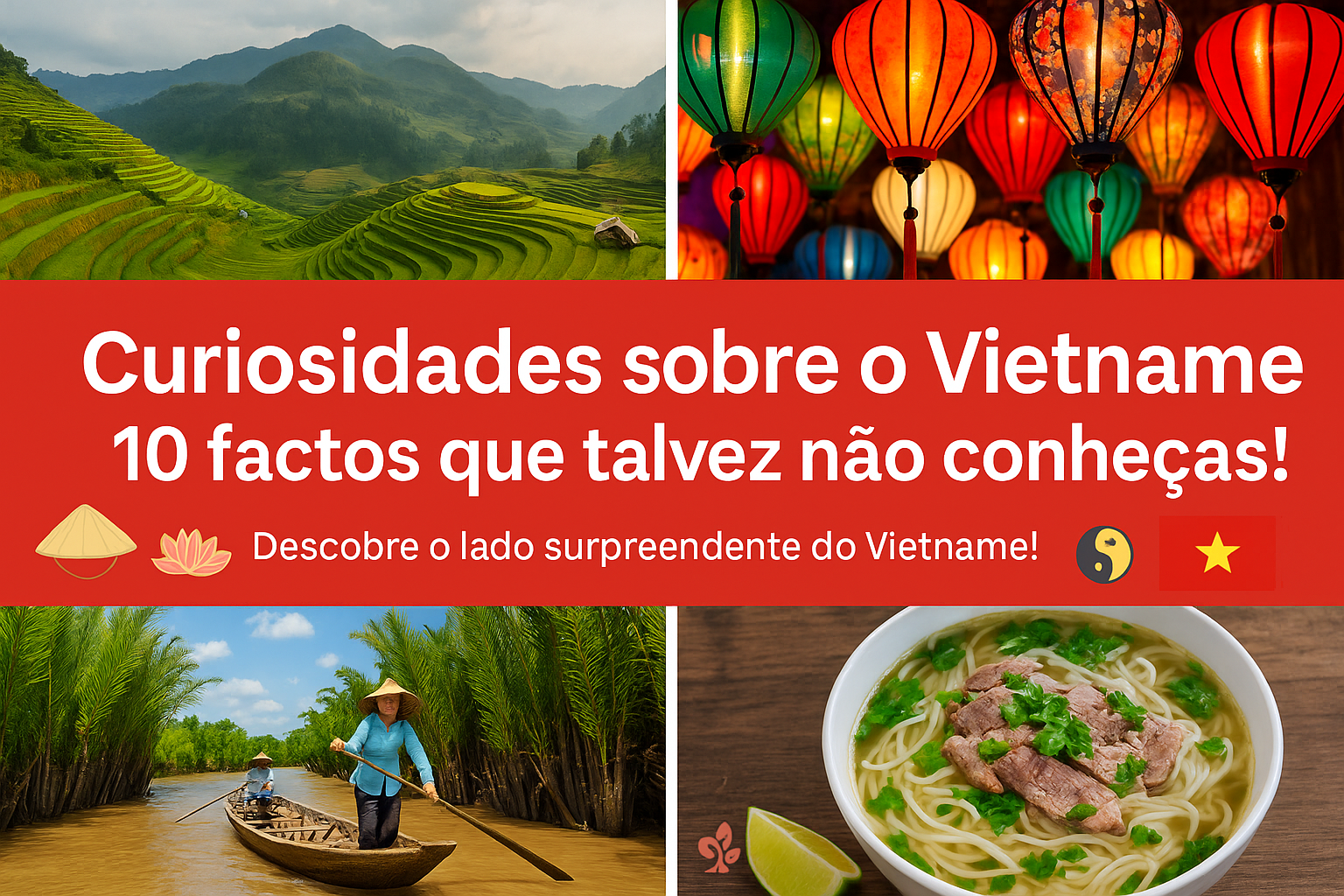 Colagem de paisagens e símbolos do Vietname